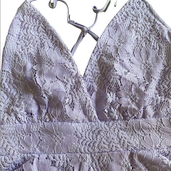 Lavender formal romper / mini dress. Stretch lace, adjustable steamed NWT - Picture 14 of 15